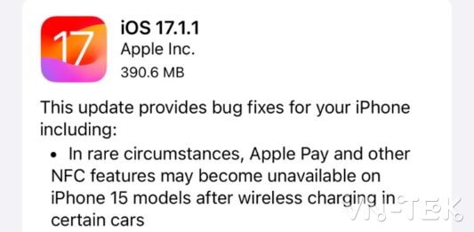 iOS 17.1.1 chính thức được phát hành hãy cập nhật ngay